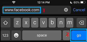 Go to Facebook Using Safari Browser on iPhone