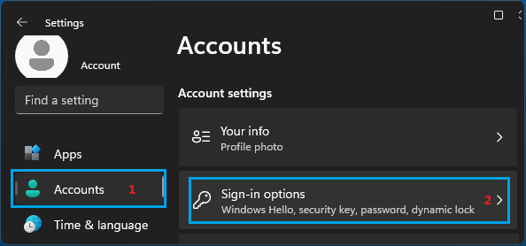 Sign-in Options on Windows Computer