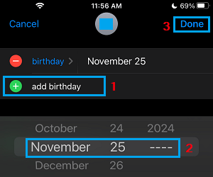 Add Birthday to Contact Details On iPhone