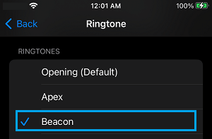 Select Ringtone on iPhone