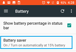 Battery Saver Option on Android Phone