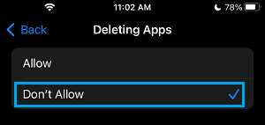 Disable Deleting of Apps on iPhone