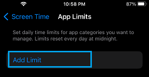 Add Limit Option For Appd Option on iPhone