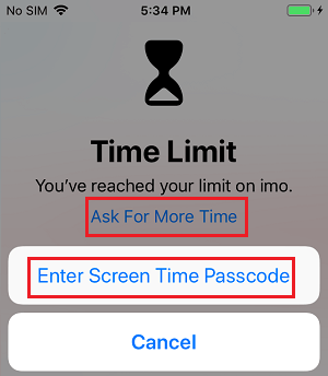 Ask More Time For Blocked Apps on iPhone