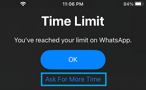 Ask More Time For App Option on iPhone