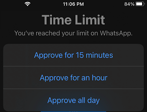 Screen Time App Unlock Options on iPhone