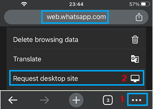 Request Desktop Site for WhatsApp on Chrome Browser