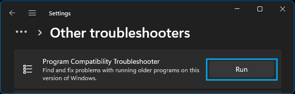 Run Program Compatibility Troubleshooter on Windows Computer