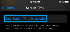 Use Screen Time Passcode Option on iPhone