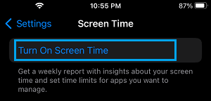 Turn On Screen Time Option on iPhone