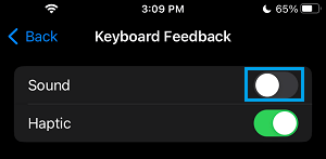 Switch OFF Keyboard Sound on iPhone