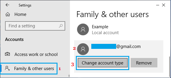 Change Microsoft User Account Type in Windows 10