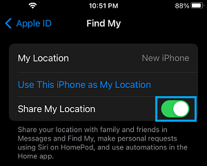 Share My Location Working Message on iPhone