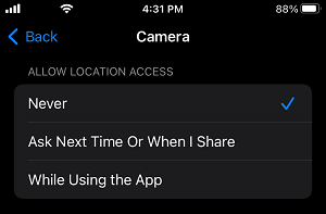 Turn Off Location Services For the Camera App on iPhone