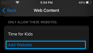 Add Website to Allow List on iPhone