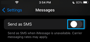 Disable Send As SMS Option on iPhone