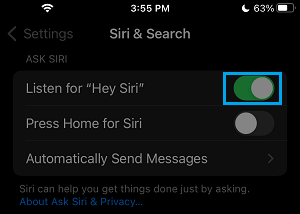 Enable Siri on iPhone