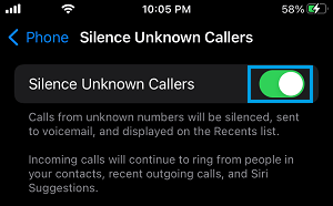 Silence Unknown Callers on iPhone