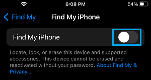 Disable Find My iPhone