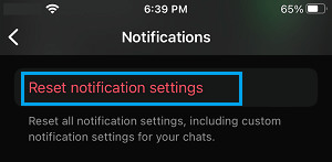 Reset WhatsApp Notification Settings on iPhone