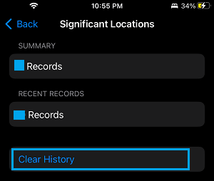 Clear Significant Locations History on iPhone