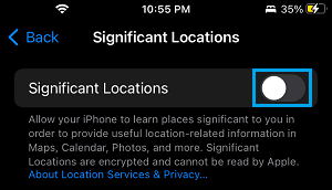 Turn OFF Significant Locations Option on iPhone