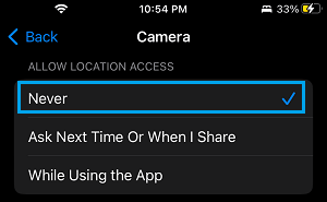 Prevent Camera App From Tracking Location on iPhone