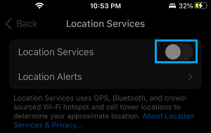 Switch OFF Location Services on iPhone
