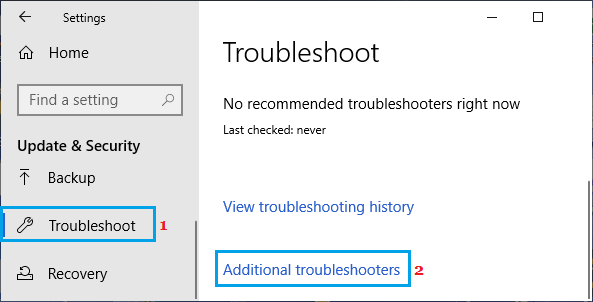 Additional Troubleshooters in Windows 10