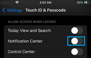 Disable Notification Center on iPhone Lock Screen