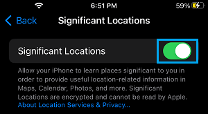 Enable Significant Locations Option on iPhone