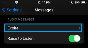 Audio Messages Expire Settings Option on iPhone