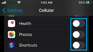 Disable Cellular Data for Non Essential Apps