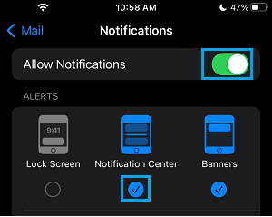 Enable Notifications for Mail App on iPhone