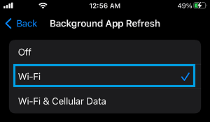 Enable Background App Refresh Only Using Wi-Fi