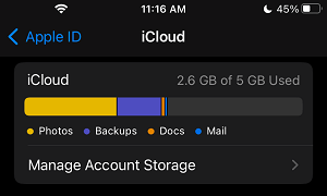 Check iCloud Storage Space on iPhone