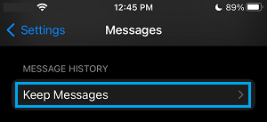 Keep Message History Option on iPhone