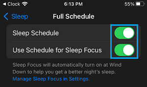 Enable Sleep Schedule And Focus in Clock App on iPhone