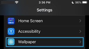 Wallpaper Settings Option on iPhone