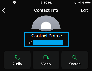 Contact Phone Number in WhatsApp