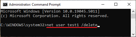 Delete User Account Using Command Prompt