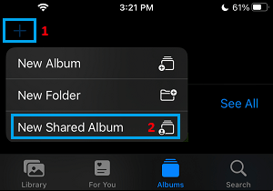 Create New Shared Album on iCloud