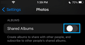 Disable Shared Albums on iPhone