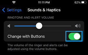 Enable Change With Buttons Option on iPhone