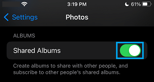 Enable iCloud Shared Albums on iPhone