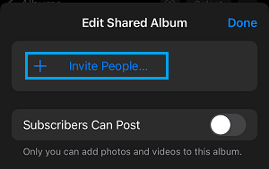 Invite People to iCloud Shared Album