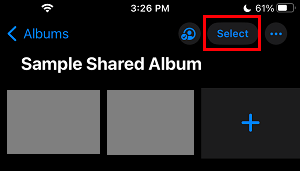 Select Photos Option in iCloud Shared Album