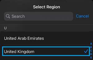 Set United Kingdom As Region on iPhone