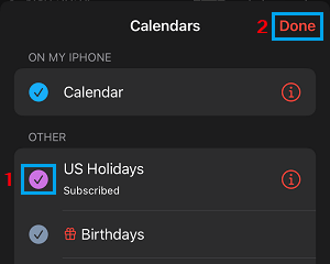 Show US Holidays on iPhone Calendar