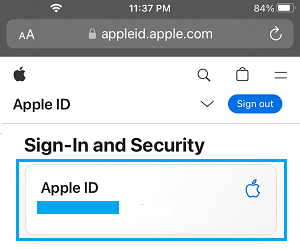 Apple ID on Apple ID Website